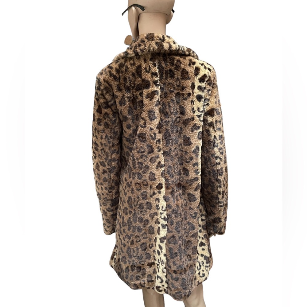 Cavalini Faux Fur Leopard Print Midi Coat Size Large - Picture 7 of 14